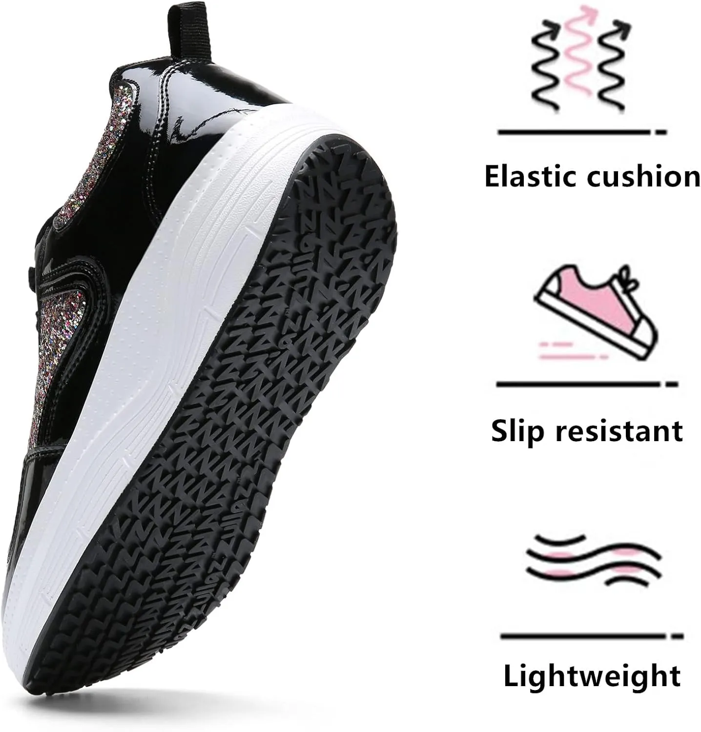 kkdom Women's Walking Shoes Breathable Mesh Comfort Lightweight Wedge Platform Sneakers