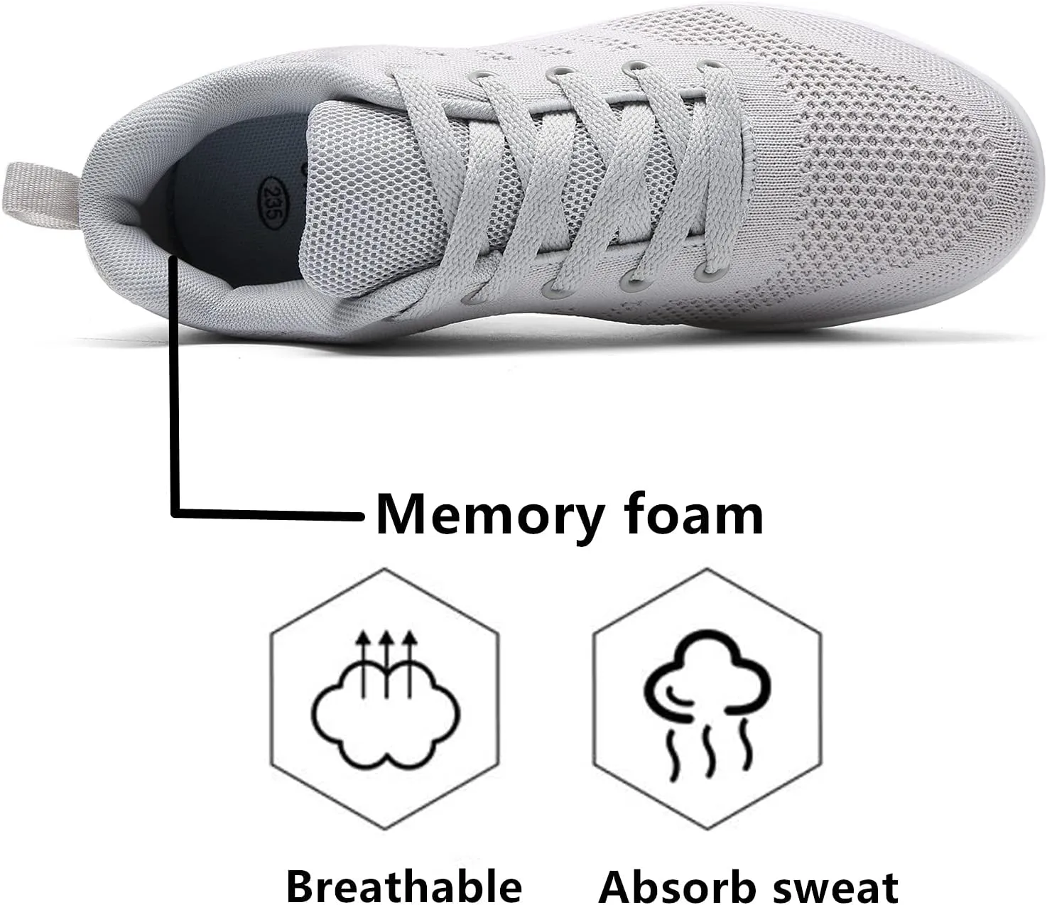 kkdom Women's Walking Shoes Breathable Mesh Comfort Lightweight Wedge Platform Sneakers