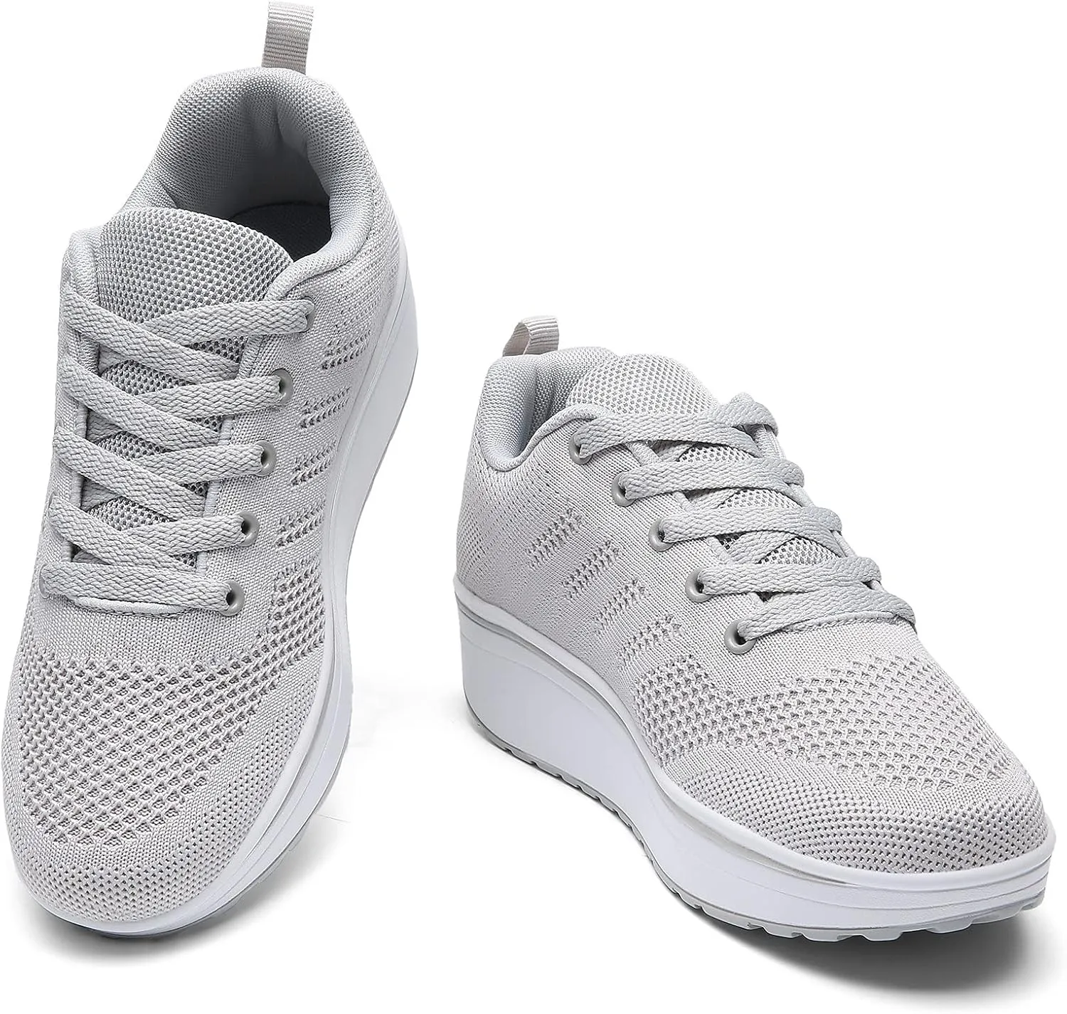 kkdom Women's Walking Shoes Breathable Mesh Comfort Lightweight Wedge Platform Sneakers