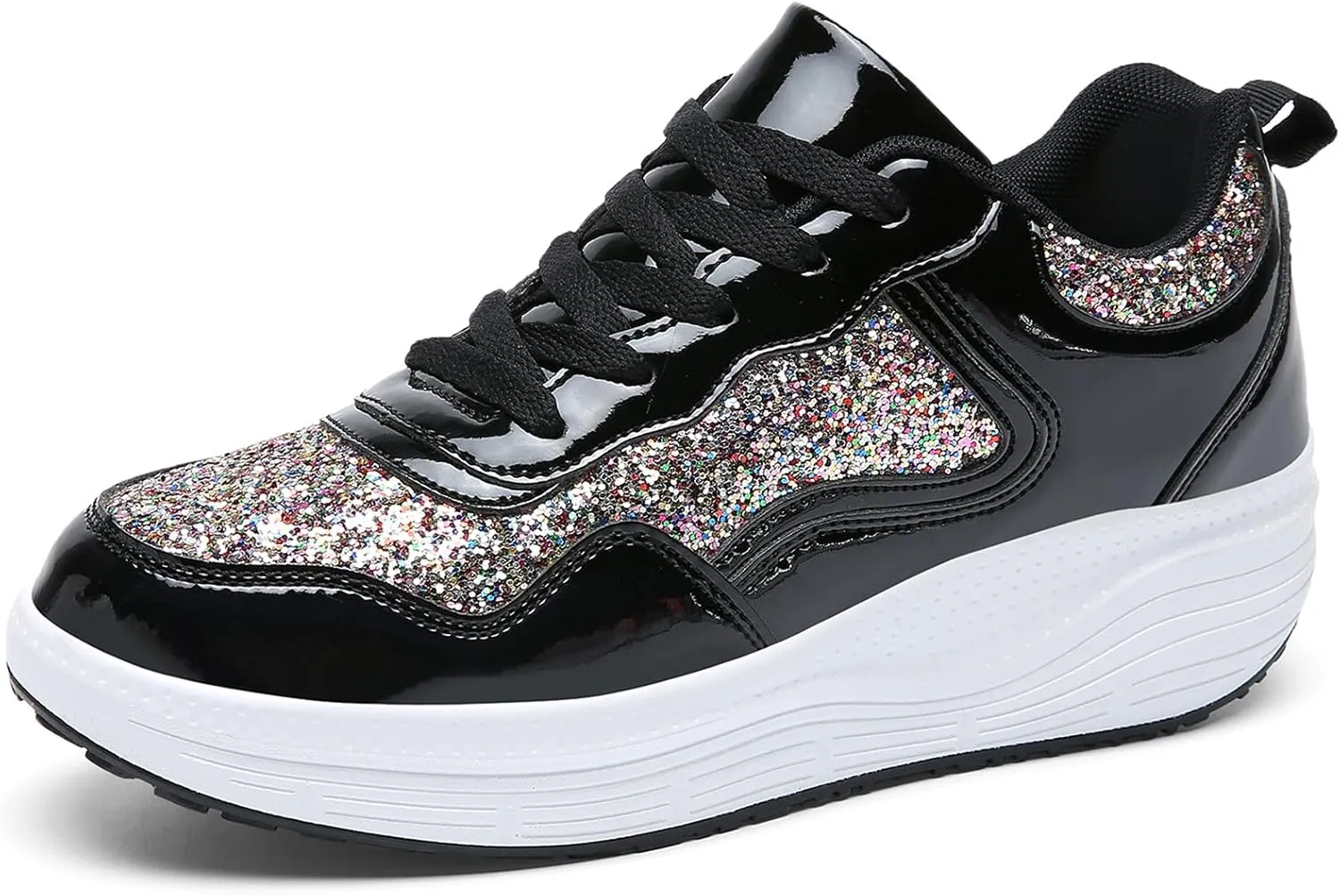 kkdom Women's Walking Shoes Breathable Mesh Comfort Lightweight Wedge Platform Sneakers
