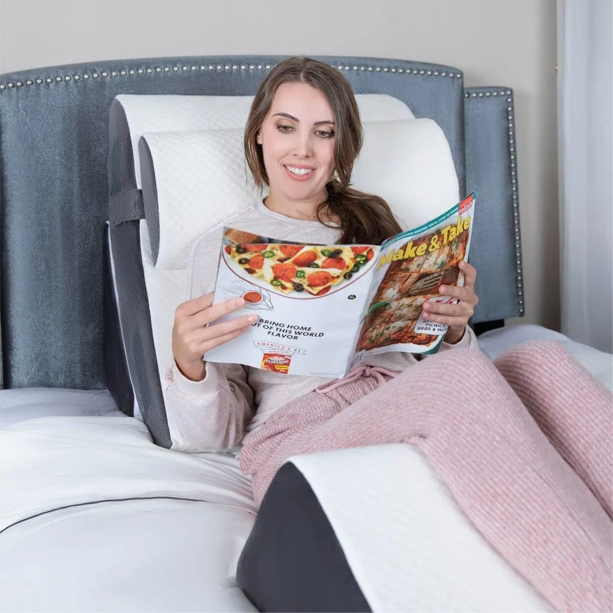 Kӧlbs Bed Wedge Pillow Chic Jacquard Cover Wedge Pillow for Sleeping and Acid Reflux, Heartburn (4 Piece Wedge Set)