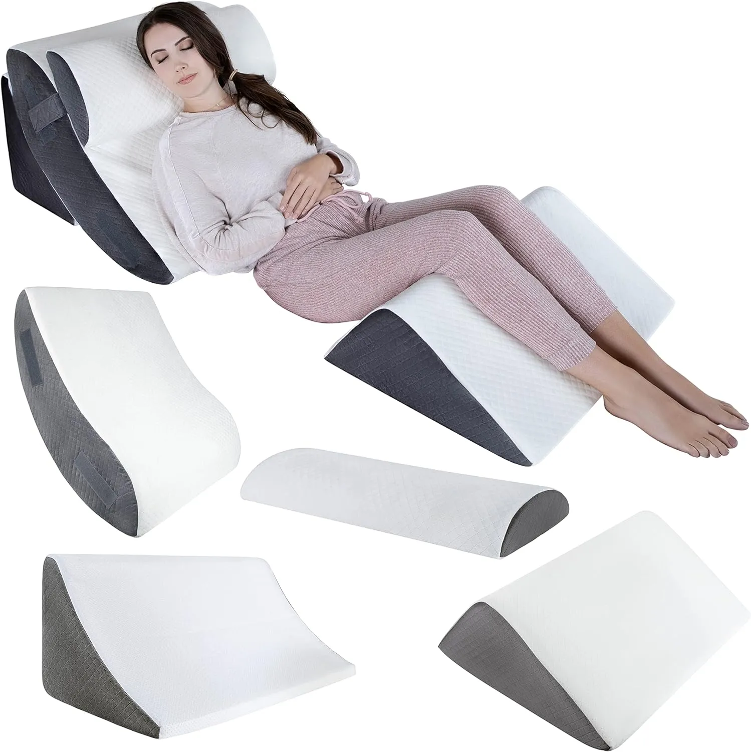 Kӧlbs Bed Wedge Pillow Chic Jacquard Cover Wedge Pillow for Sleeping and Acid Reflux, Heartburn (4 Piece Wedge Set)