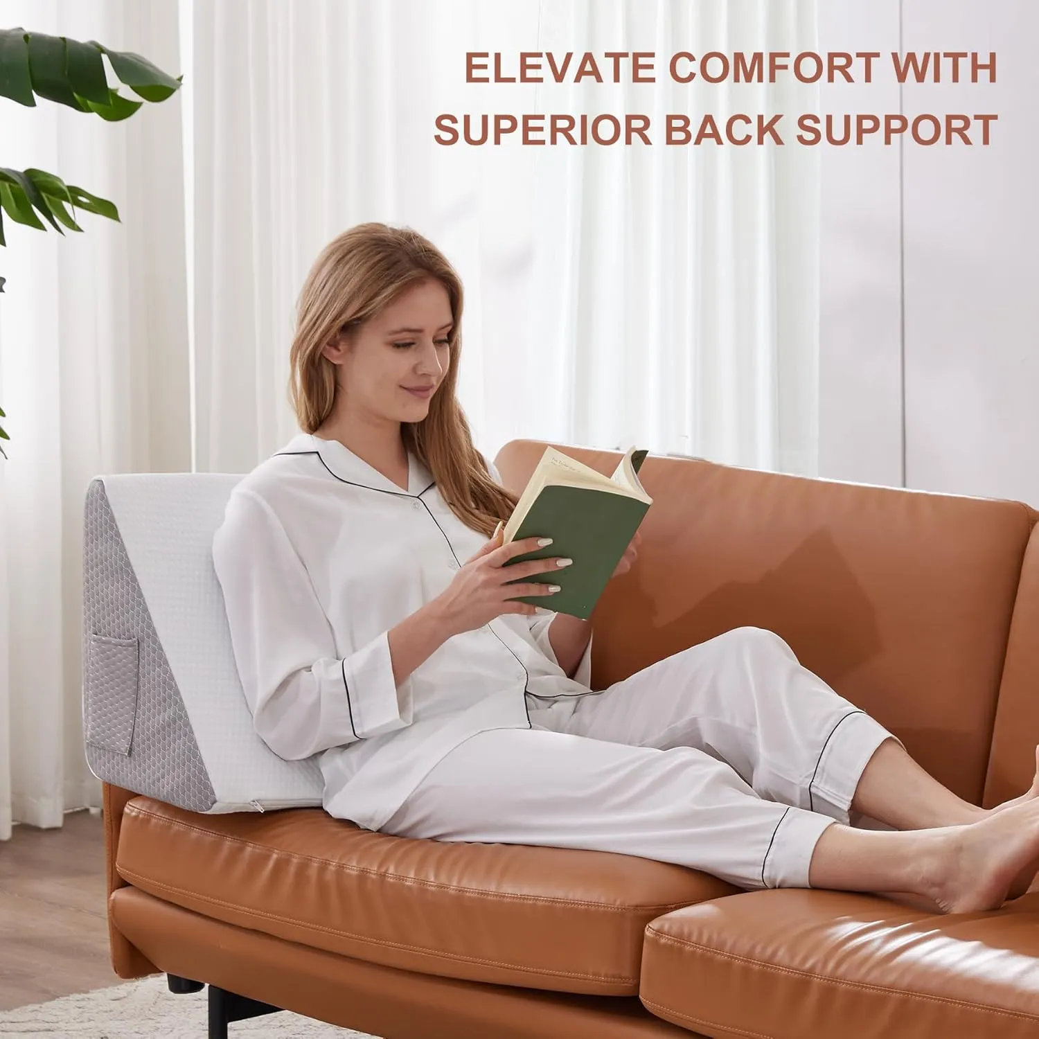 Knee Pillow for Back Sleeping, Leg Pillow Knee Wedge Pillow, Memory Foam Wedge Pillows for Legs Post Surgery, Triangle Pillow for Knee Support, Leg Elevation, Knees Hip Back Pain Relief, White
