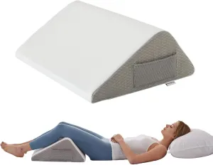 Knee Pillow for Back Sleeping, Leg Pillow Knee Wedge Pillow, Memory Foam Wedge Pillows for Legs Post Surgery, Triangle Pillow for Knee Support, Leg Elevation, Knees Hip Back Pain Relief, White
