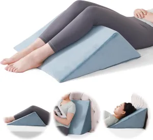 Knee Wedge Pillow Pure Memory Foam, 8" Triangle Pillow for Knee Support or Post Surgery, Leg Pillow Bed Wedge for Back Sleeping Hip Support Sciatica Hip Back Pain Relief