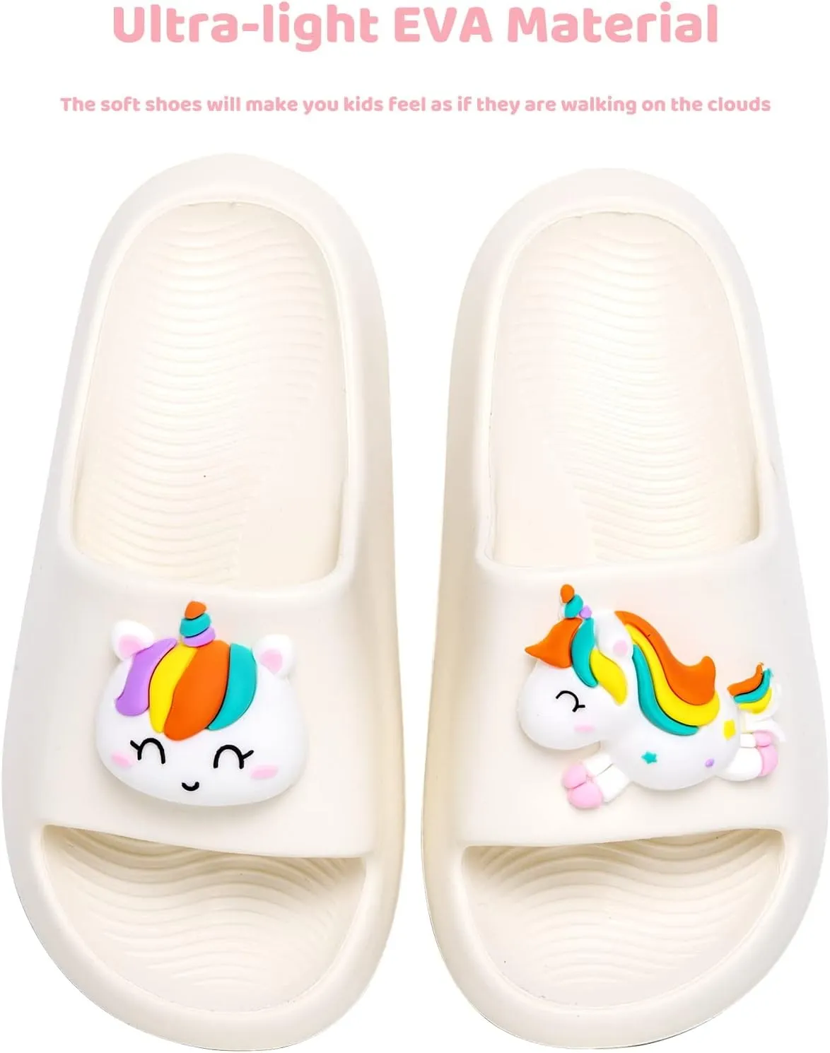 Knemksplanet Toddler Boys Girls Slippers Bunny Unicorn Pillow Sandals Summer Quick Dry Bathroom Slides Beach Water Non-Slip Kids Shower Shoes