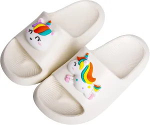 Knemksplanet Toddler Boys Girls Slippers Bunny Unicorn Pillow Sandals Summer Quick Dry Bathroom Slides Beach Water Non-Slip Kids Shower Shoes
