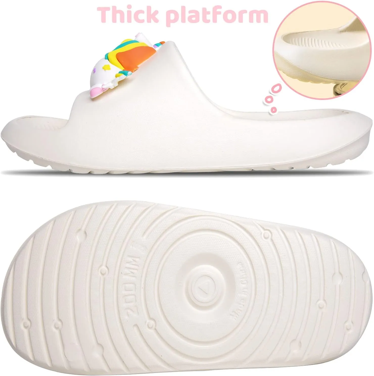Knemksplanet Toddler Boys Girls Slippers Bunny Unicorn Pillow Sandals Summer Quick Dry Bathroom Slides Beach Water Non-Slip Kids Shower Shoes