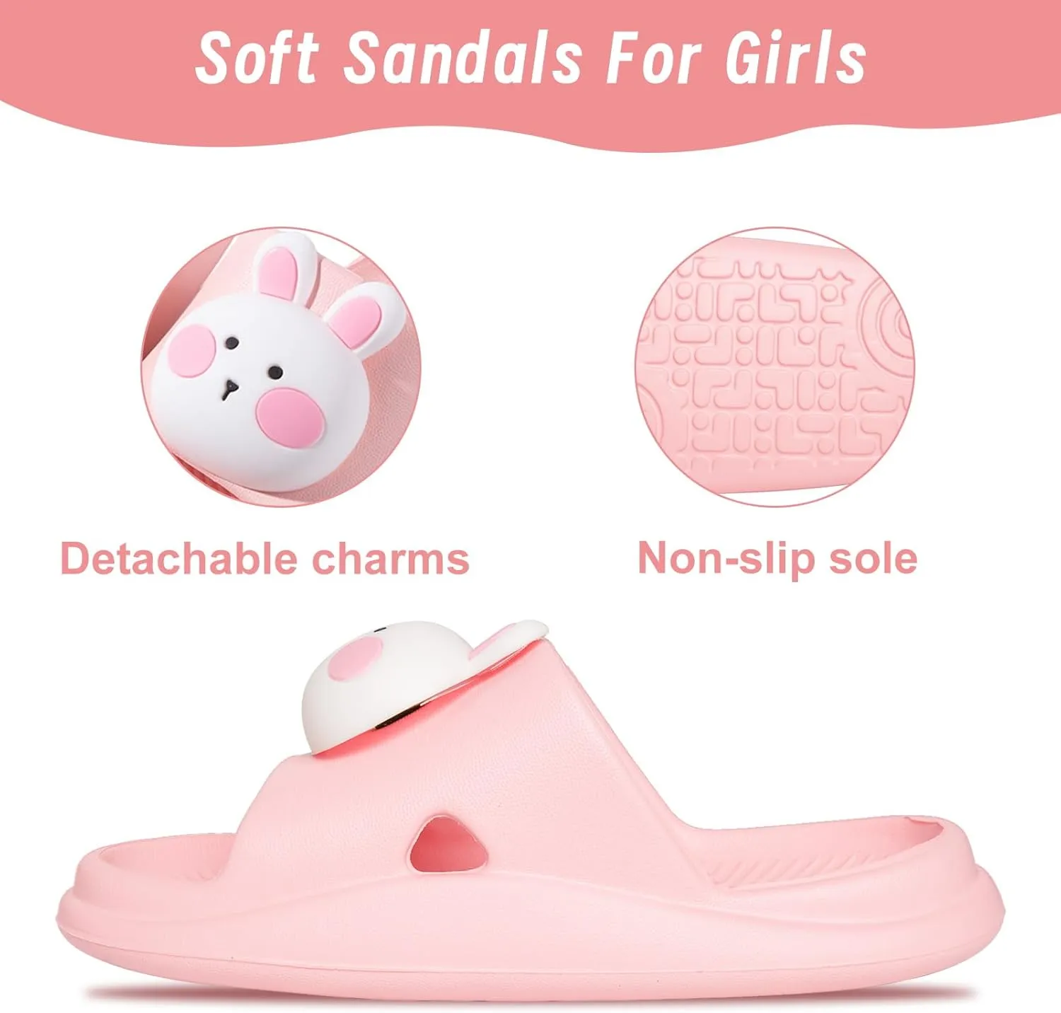 Knemksplanet Toddler Boys Girls Slippers Bunny Unicorn Pillow Sandals Summer Quick Dry Bathroom Slides Beach Water Non-Slip Kids Shower Shoes