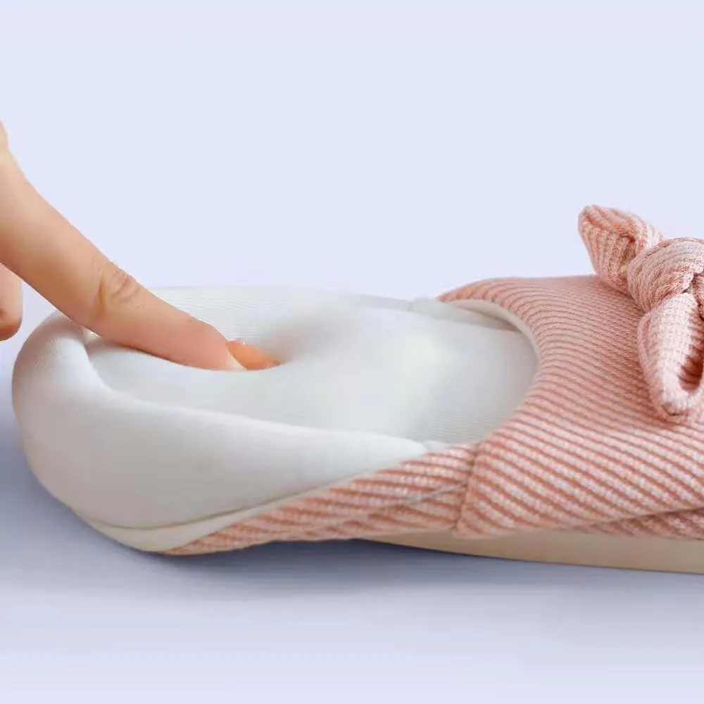Korean Puffy All-Day Slip-on | Ins Y2K Trendy Home Shoes for Every Scene | Ultra-Soft Cotton Lining & Kawaii Strips | Anti-Slip Sole Slippers for Bathroom Safety | OOTD | Unique Gift for Girls & Women