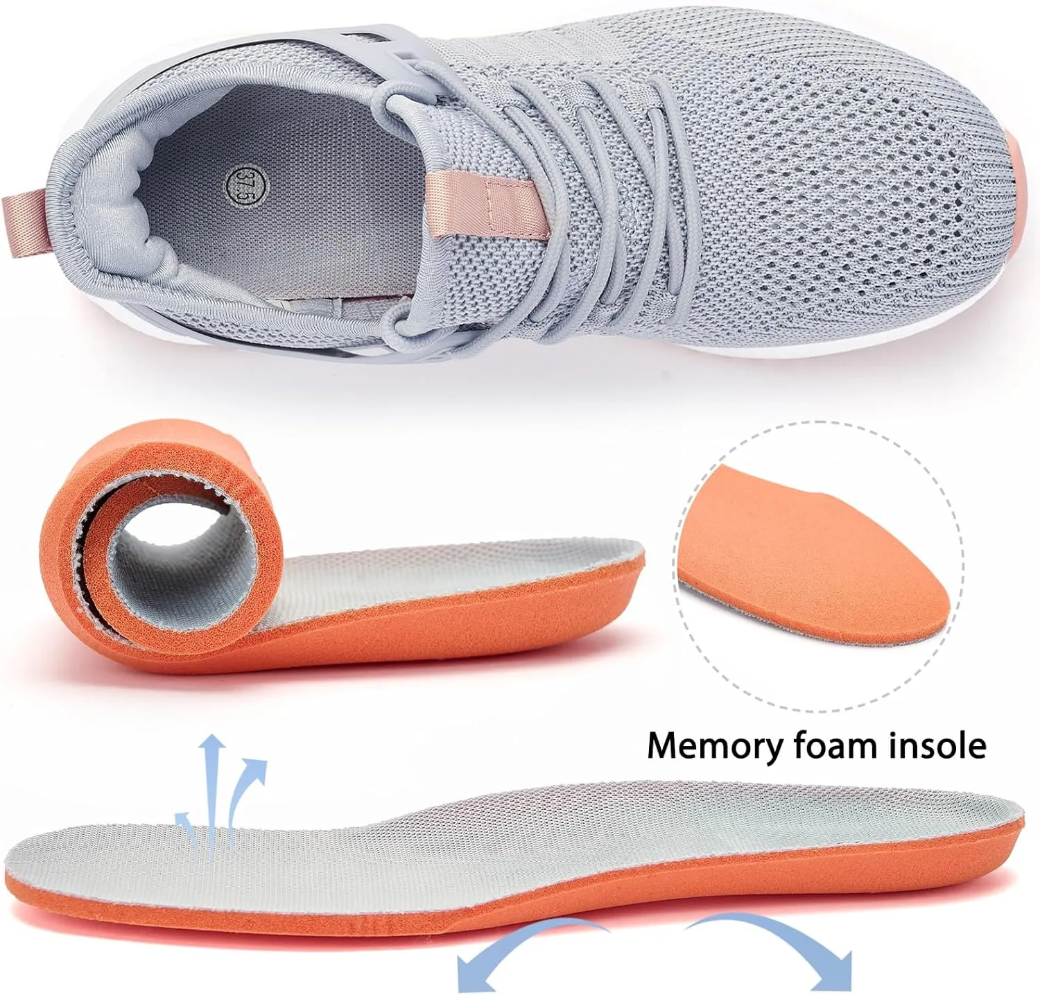 KPP Walking Shoes Sneakers for Women - Running Tennis Gym Workout Athletic Slip On Memory Foam Lightweight Comfort Breathable Work Shoes