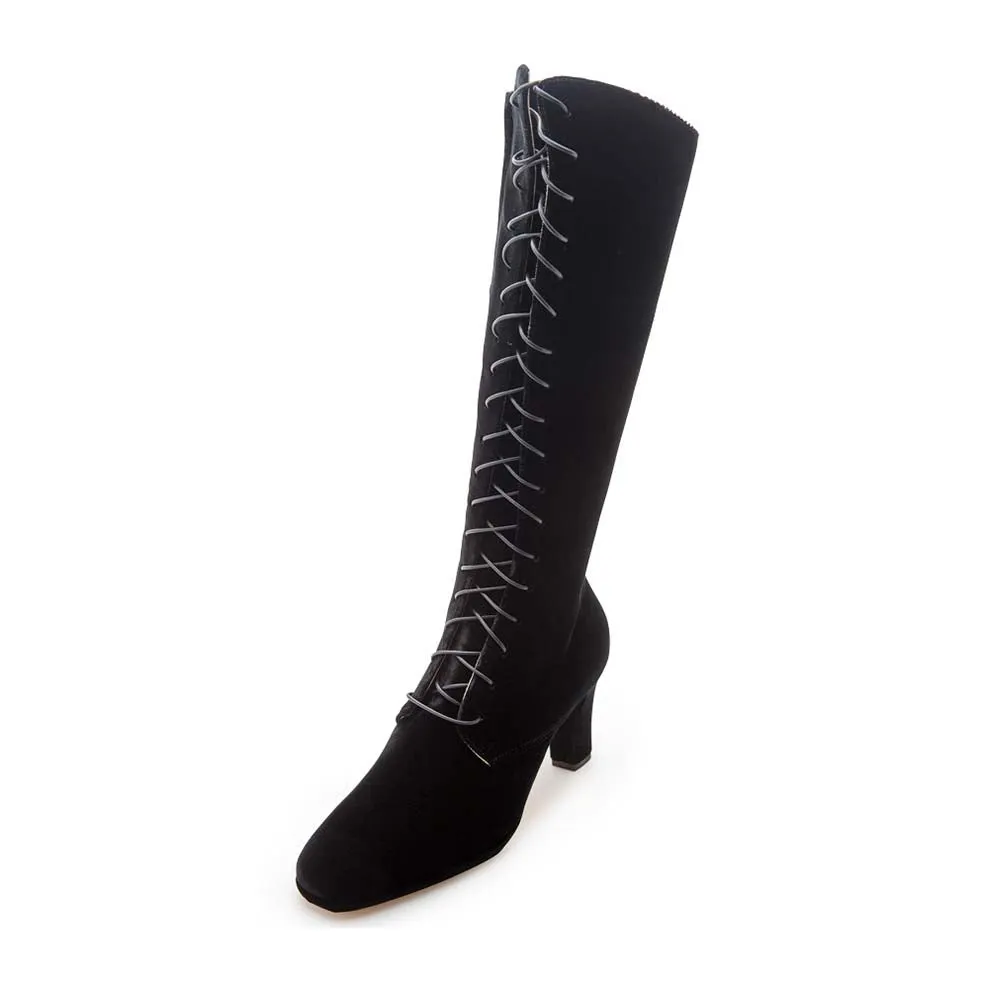 Lace Up Anna Sui Boot - Black Velvet