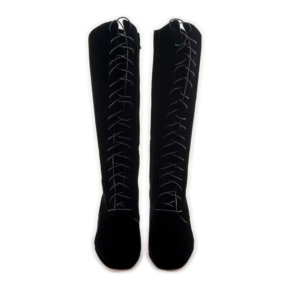 Lace Up Anna Sui Boot - Black Velvet