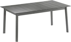 Lafuma ORON Extendable 6 to 8 Person Outdoor Aluminum Garden Dining Table with Slatted Top for Backyard Patios and Decks, Titanium