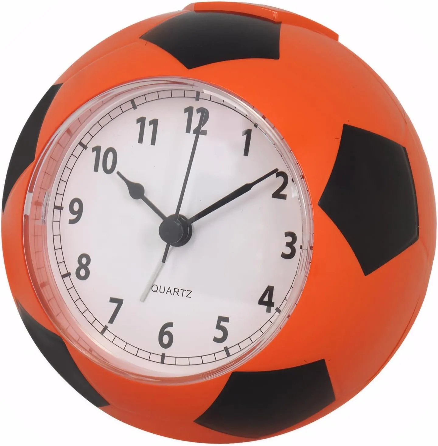Lancoon Analog Clock Non Ticking Quiet Soccer Shaped Alarm Clock Dual Ringtone Battery Operated Easy Adjust Football Bedroom Decor Sports Themed for Kids' Room Bedside Shelf Living Room Orange