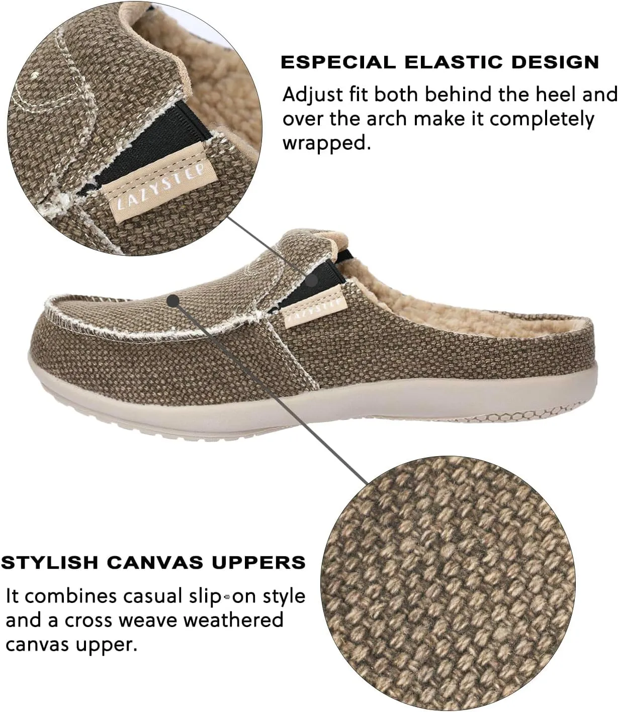 LazyStep Men's Orthopedic Slippers with Arch Support, Slip on Indoor Outdoor House Shoes