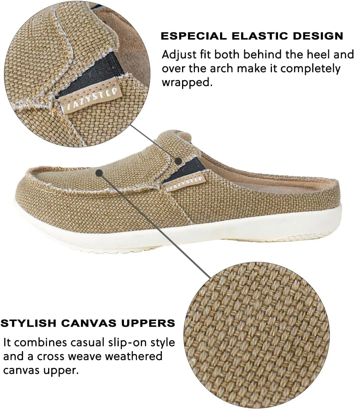 LazyStep Men's Orthopedic Slippers with Arch Support, Slip on Indoor Outdoor House Shoes