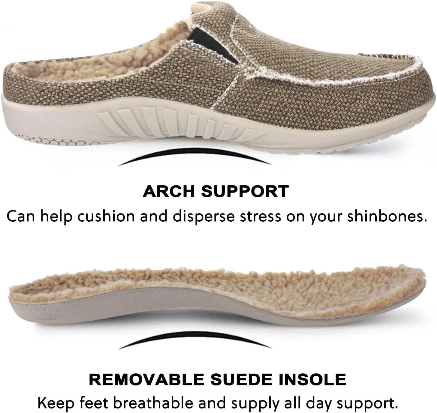 LazyStep Men's Orthopedic Slippers with Arch Support, Slip on Indoor Outdoor House Shoes