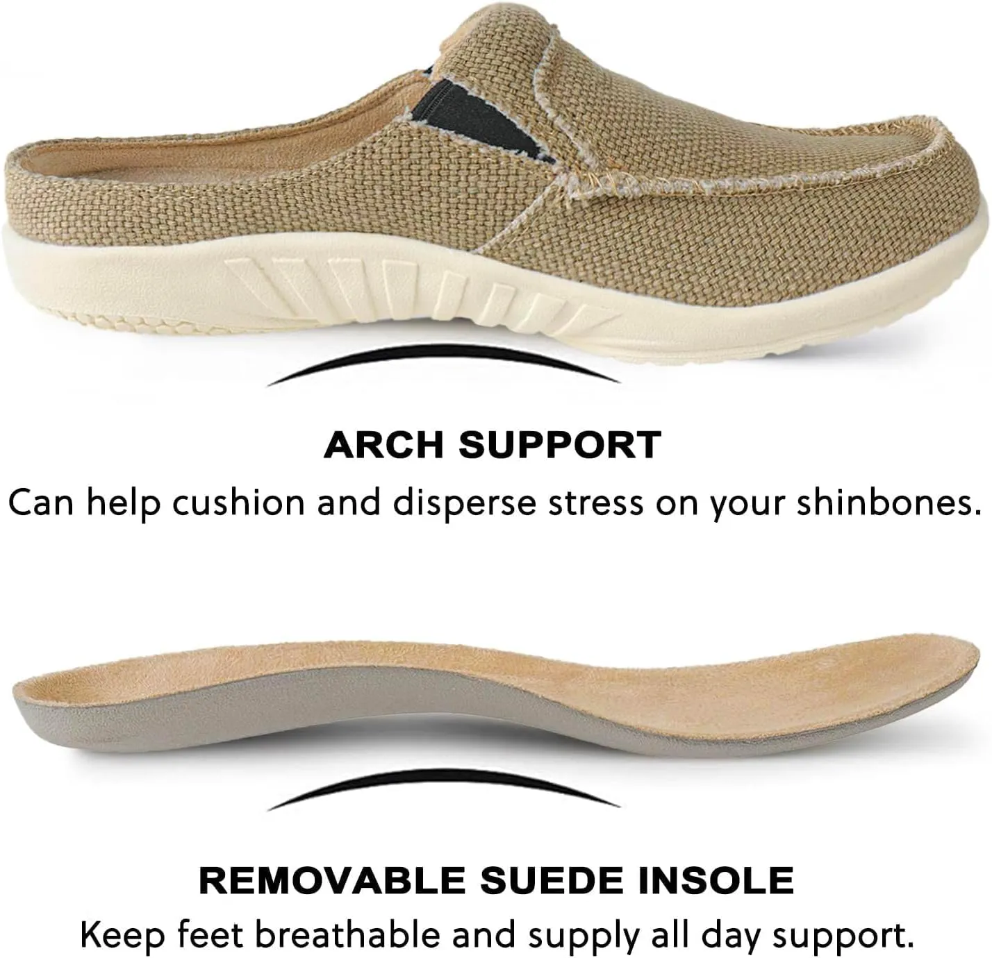 LazyStep Men's Orthopedic Slippers with Arch Support, Slip on Indoor Outdoor House Shoes