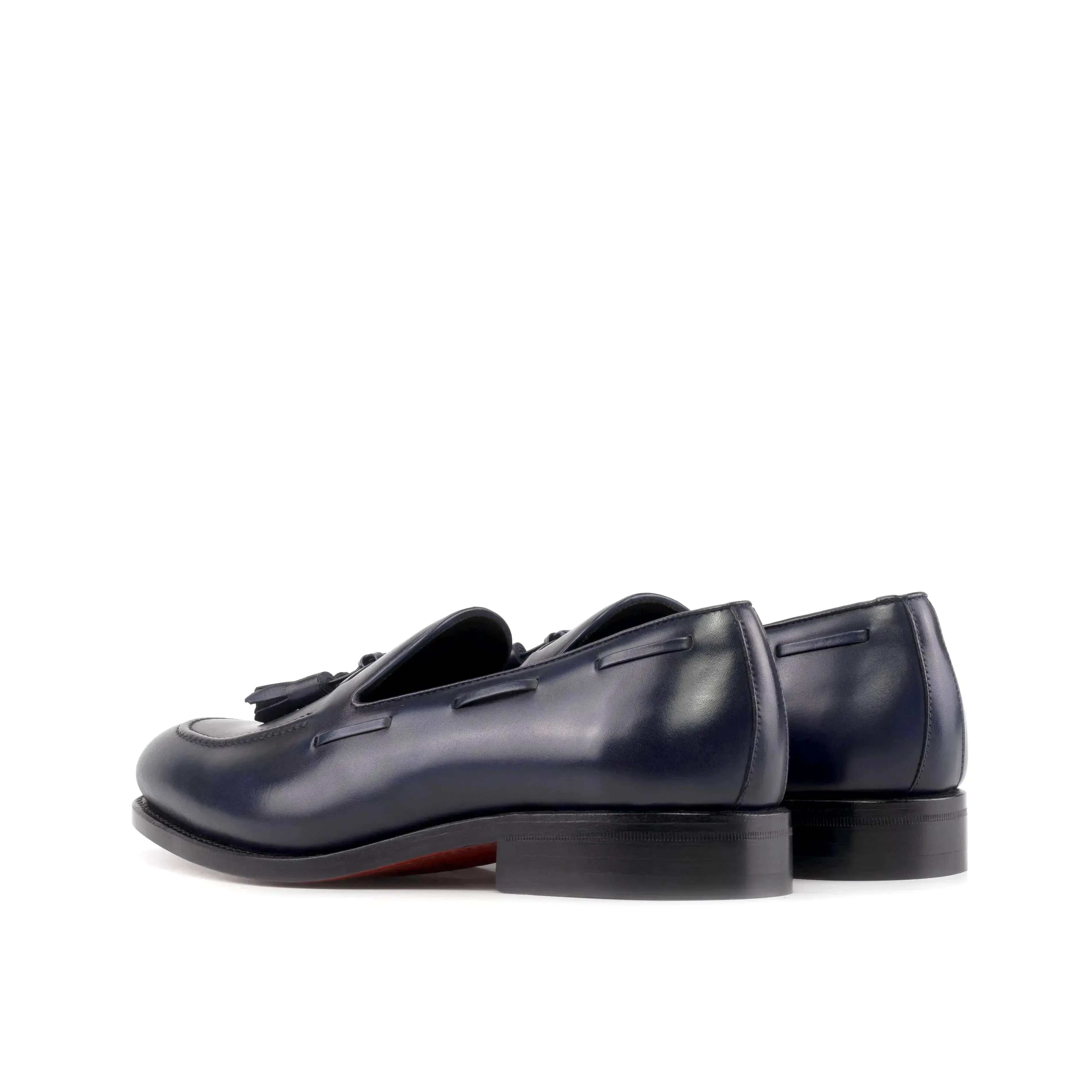 Leather Boat Loafer Zurigo │ Navy & Tassels - Red Soles