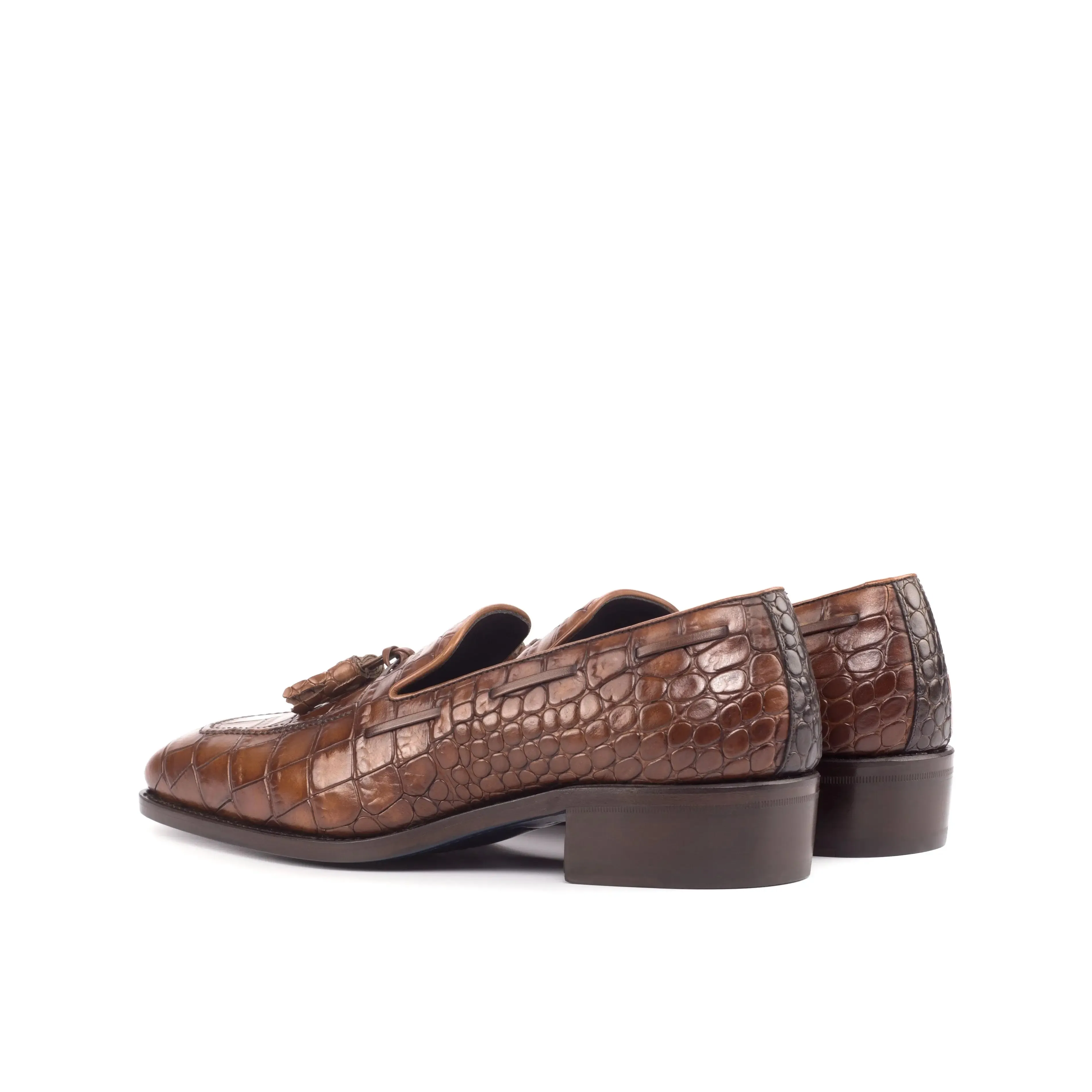 Leather Croc-Effect Loafer Belgravia │ Brown & Tassels