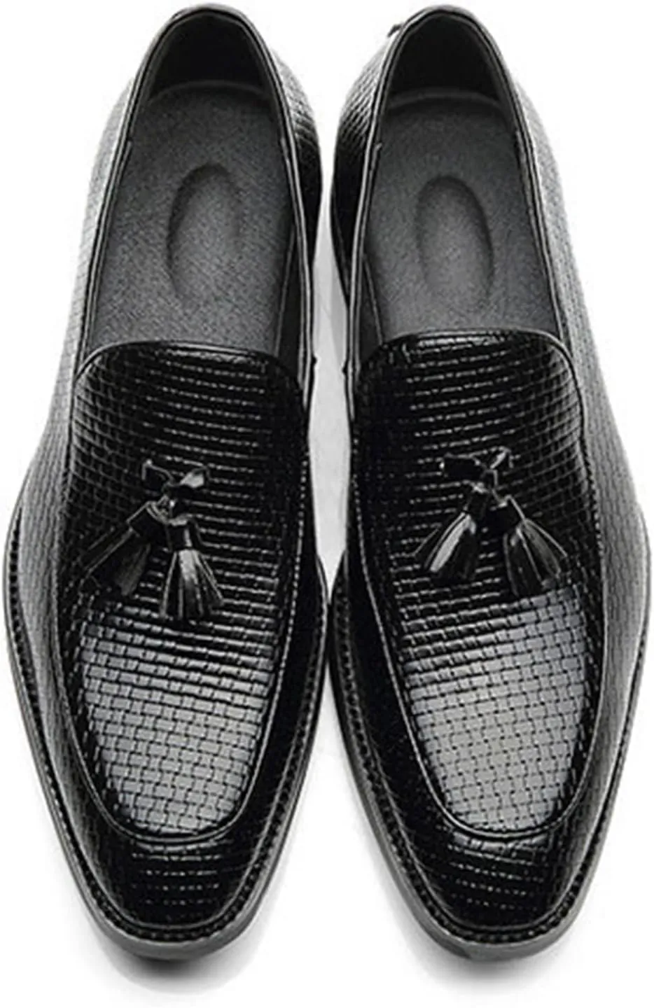 Leather Tassels Dress Shoes for Men, Fashion Weave Tassels Loafer Business Slip-On Shoes Party Loafers for Mens