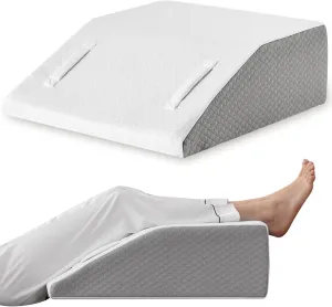 Leg Elevation Pillow for After Surgery, 8inch Foam Leg Elevating Pillow for Swelling and Blood Circulation, Leg Wedge Pillow for Sleeping, Knee Pillow for Knee Hip Ankle Pain Relief, White