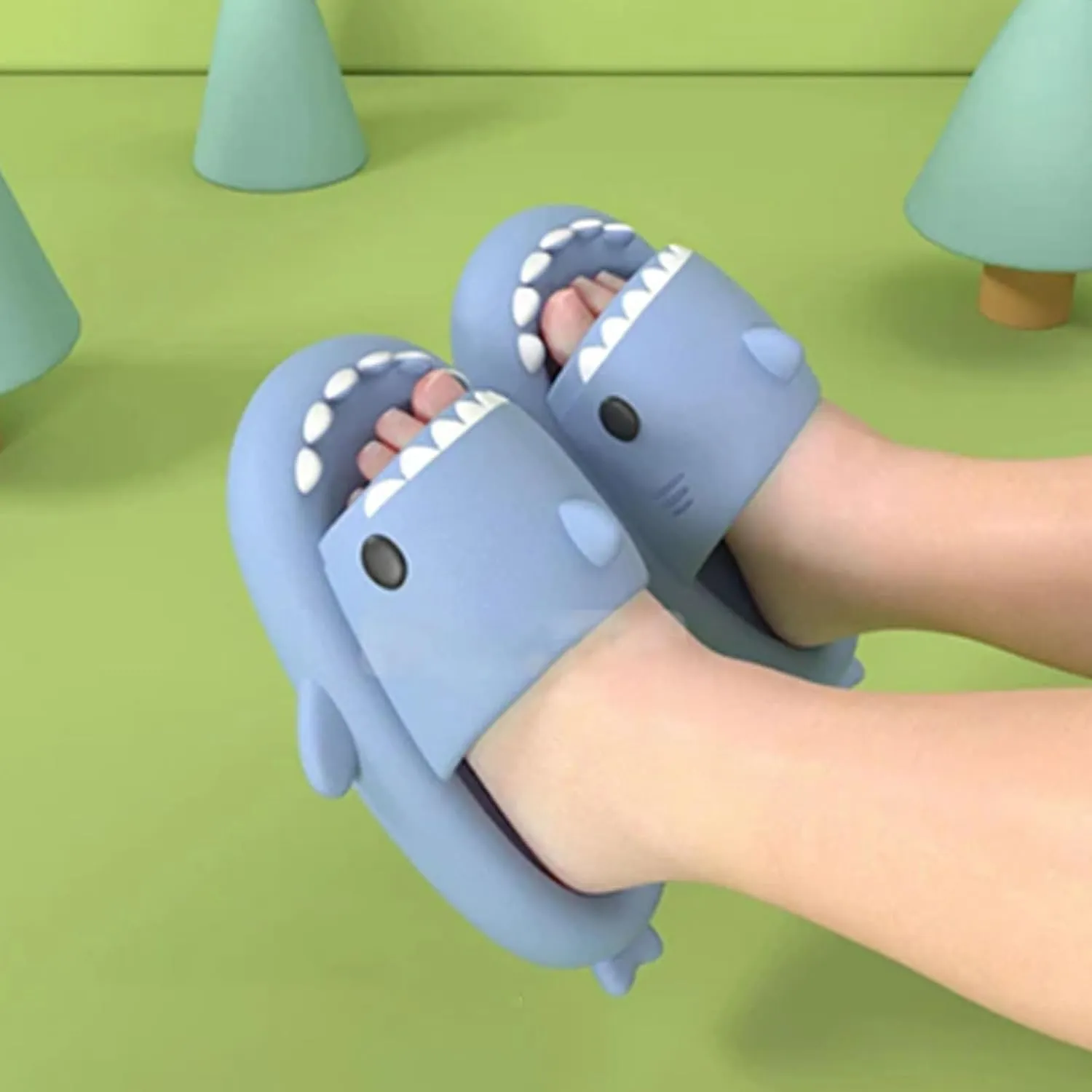 LELEBEAR Sharklas Originales Kids, Sharky Chanclas,Kids Shark Slides,Summer Cloud Shark Slippers Non-Slip Open Toe Sandals