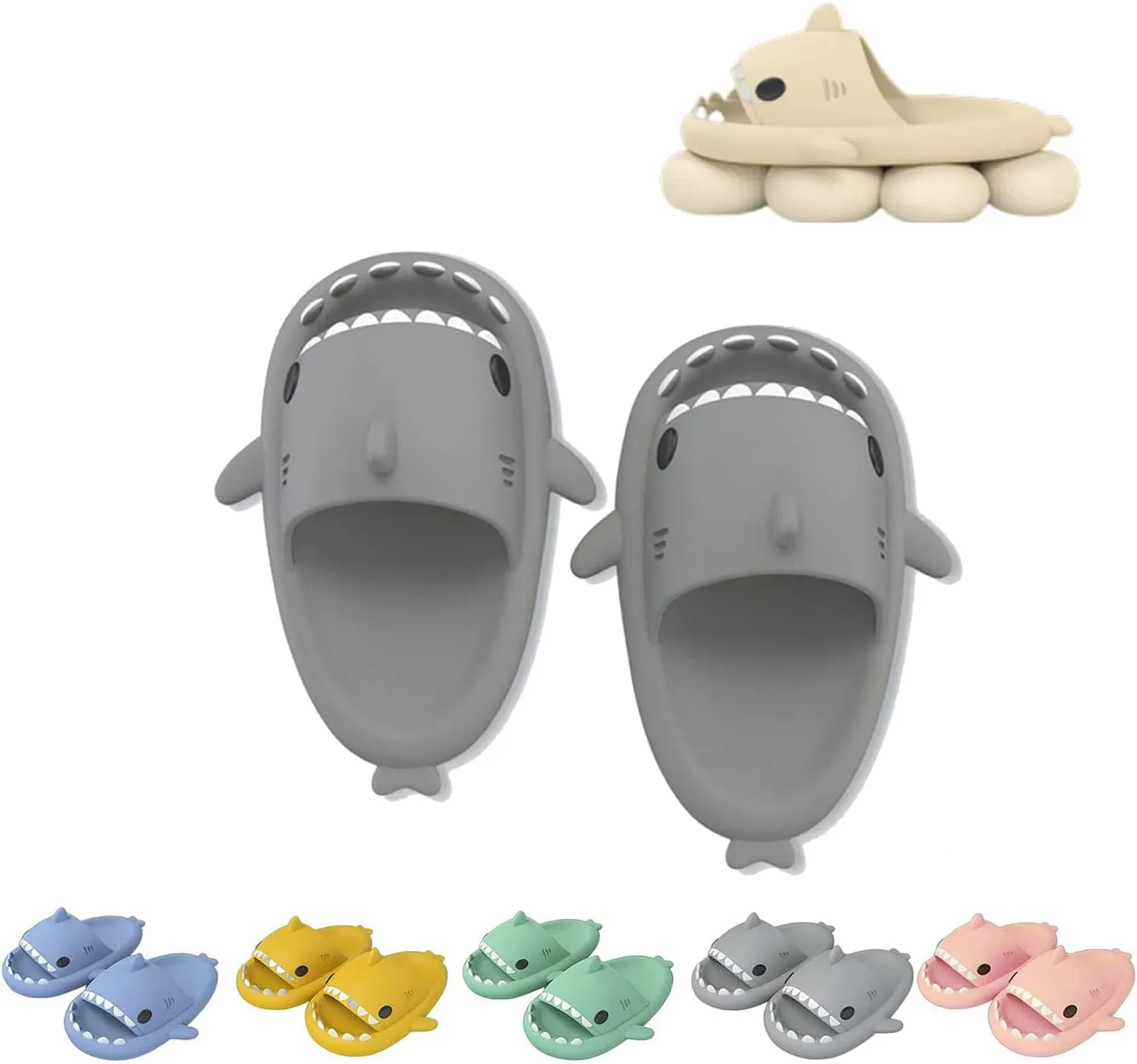 LELEBEAR Sharklas Originales Kids, Sharky Chanclas,Kids Shark Slides,Summer Cloud Shark Slippers Non-Slip Open Toe Sandals