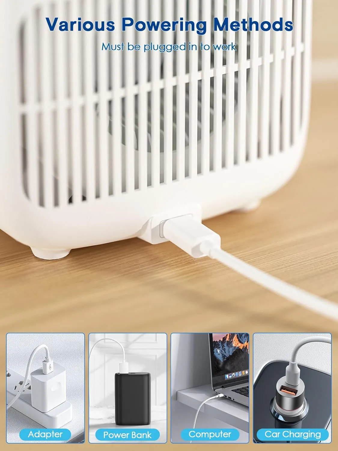 let'me Desk Fan,Portable Bladeless Fan 11.8 inch Small Personal Cooling Fan with 5 Colors Touch Control LED Light,Quiet Table Fan for Home, Office, Bedroom