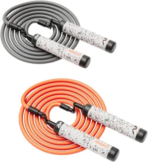 Level 1 Weighted Jump Rope Set - (1/4LB, 1/2LB) Workout Set for Fitness, Exercise and Boxing - Speed Ropes for Beginner to Intermediate Jumpers - Two Included