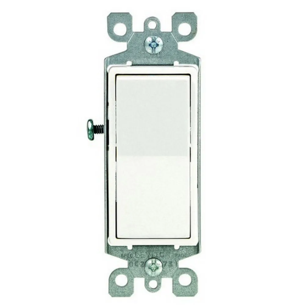 Leviton 5601-2WM 15 Amp, 120/277 Volt, Decora Rocker Single-Pole AC Quiet Switch, Residential Grade, Grounding, 10-Pack, White