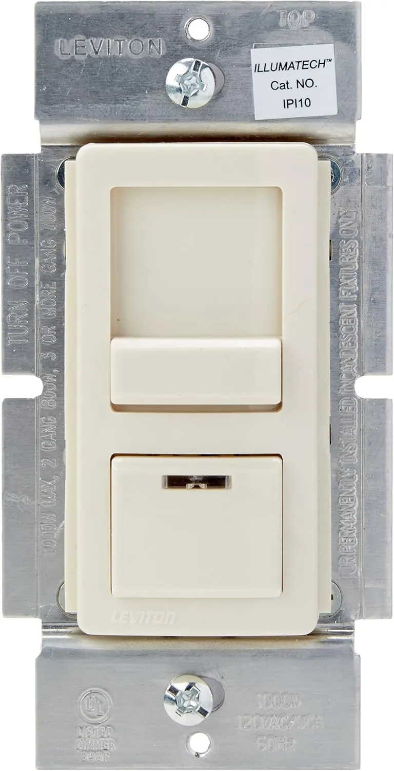 Leviton IllumaTech Dimmer Switch for Incandescent Bulbs, IPI10-1LZ, White