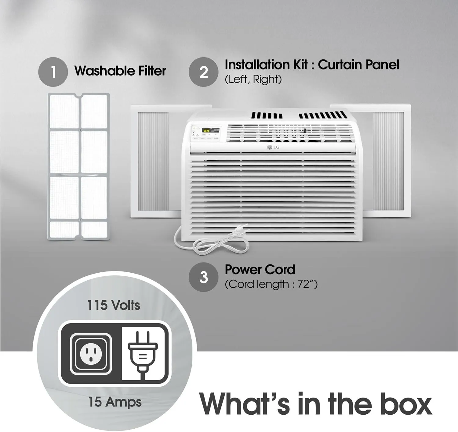 LG 6,000 BTU Window Air Conditioner, 115V, Cools 250 Sq.Ft. for Bedroom, Den, Living Room, Quiet Operation, with Remote, 2 Cooling & Fan Speeds, 2-Way Air Deflection, Auto Restart, White