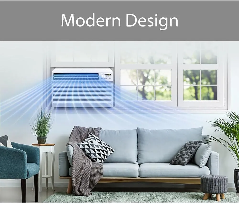 LG 8,000 BTU Window Air Conditioner, 115V, Cools 340 Sq.Ft. for Bedroom, Living Room, Apartment, Quiet Operation, Electronic Control with Remote, 3 Cooling & Fan Speeds, Auto Restart, White