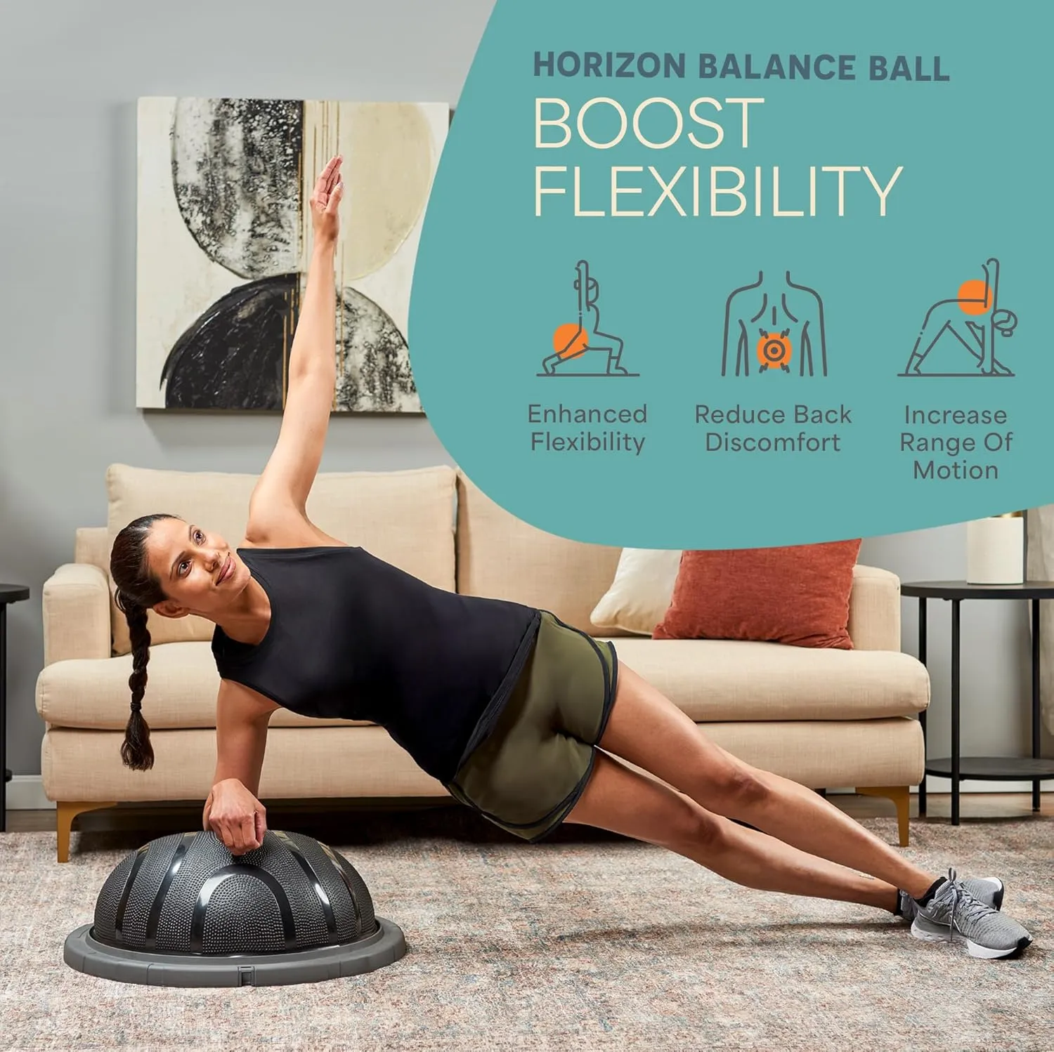 Lifepro Half Balance Ball Trainer - Stability Ball for Exercise, Full-Body Workouts, Home Gym, and Physical Therapy - Non-Slip Equipment for Balance Training