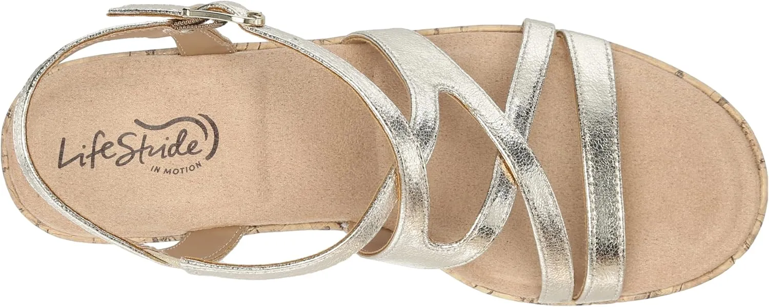 LifeStride Women's Bailey Strappy Platform Wedge Sandals