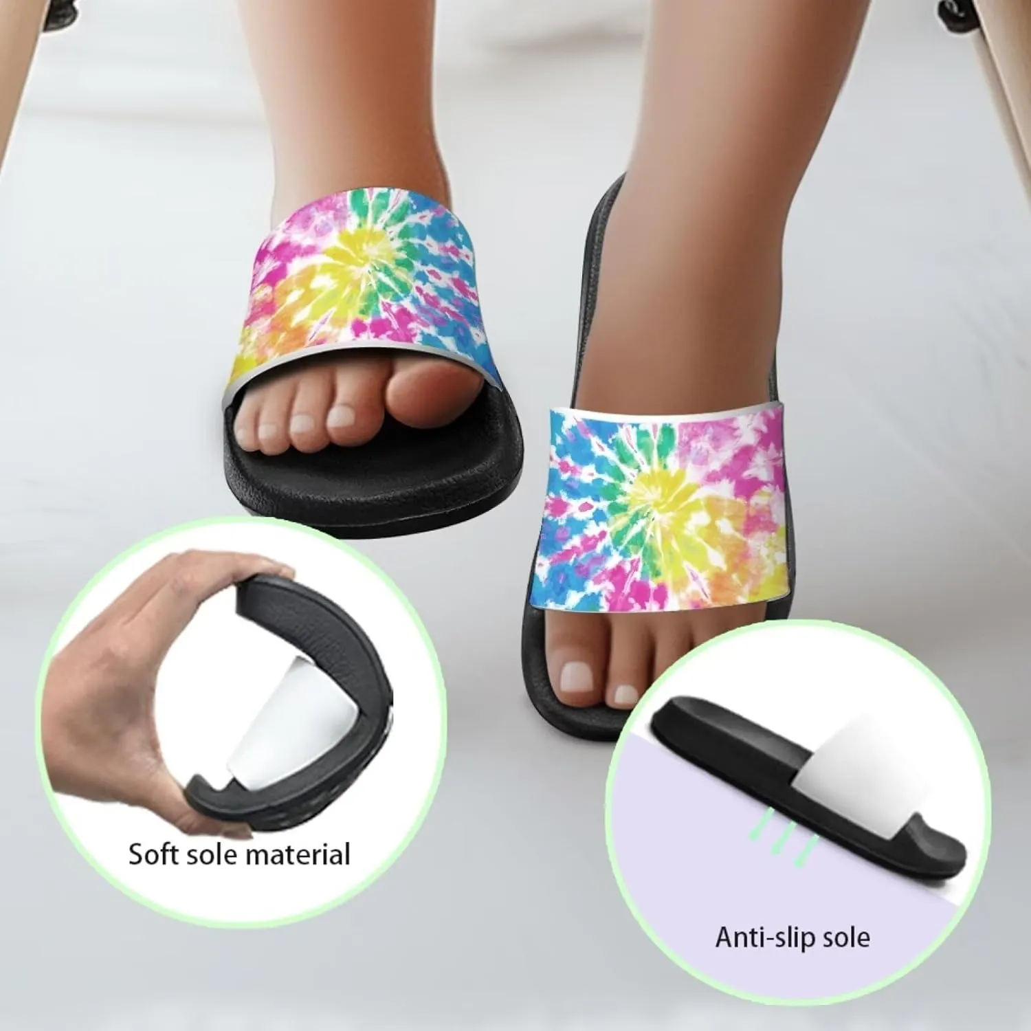 Lightweight Shower Slippers Flame Print Kids Sandals Boys Girls Suitable for Indoor Play Fashioned Outdoor