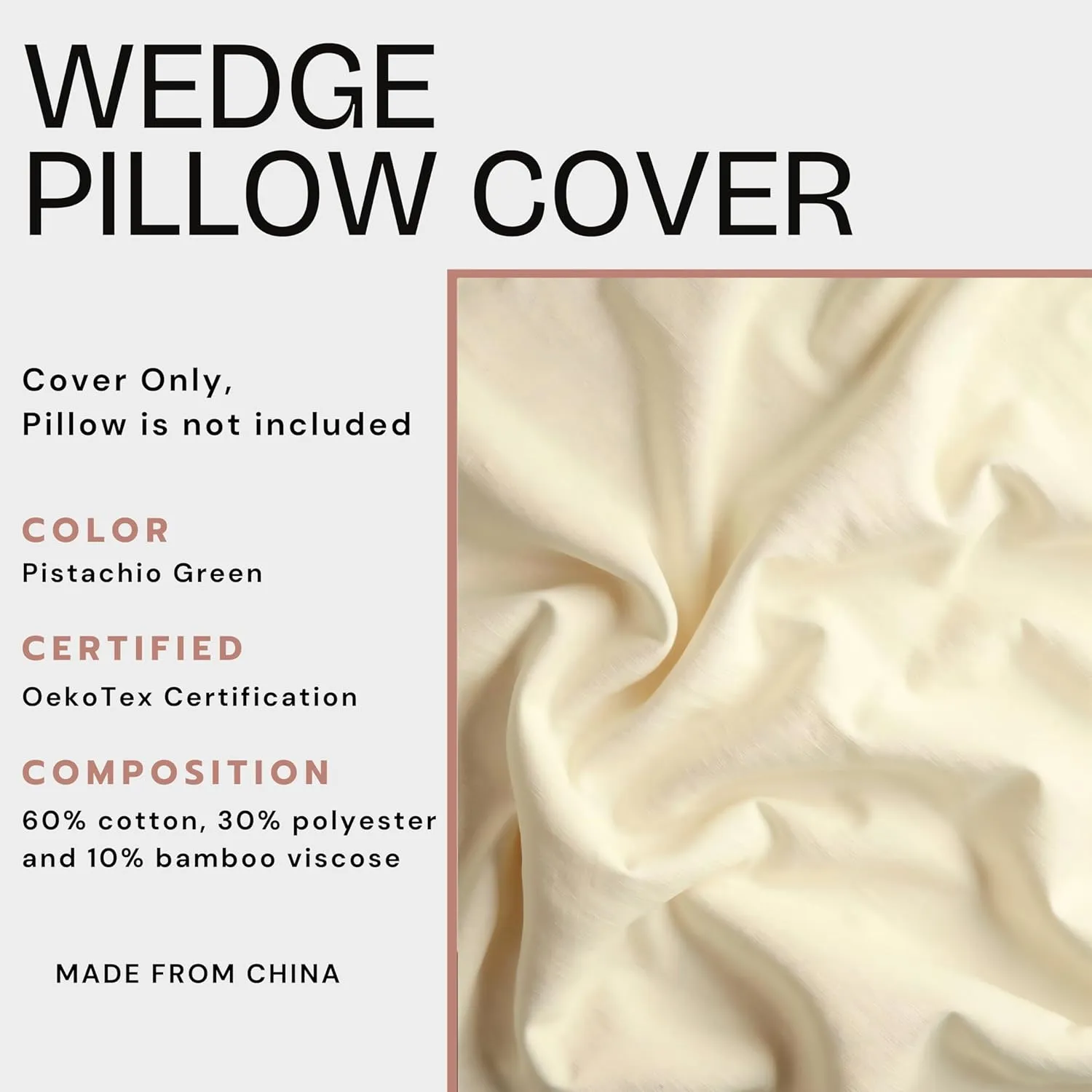 LJA Wedge Pillow Case Cover | Viscose Made from Bamboo | Wedge Pillow Cover with Zipper & Half-Moon Bolster Pillow Case | Breathable, Soft & Cooling Bamboo Viscose Pillowcase | Cream