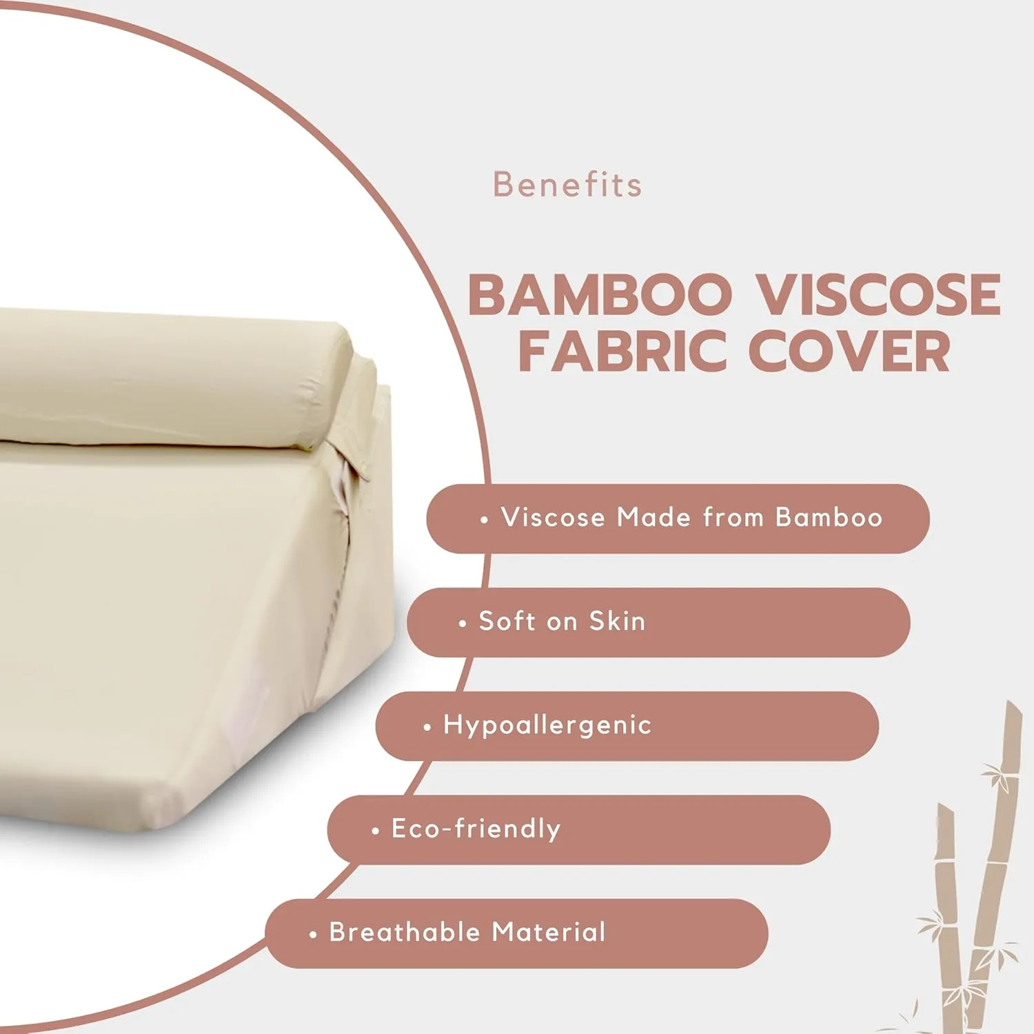 LJA Wedge Pillow Case Cover | Viscose Made from Bamboo | Wedge Pillow Cover with Zipper & Half-Moon Bolster Pillow Case | Breathable, Soft & Cooling Bamboo Viscose Pillowcase | Cream