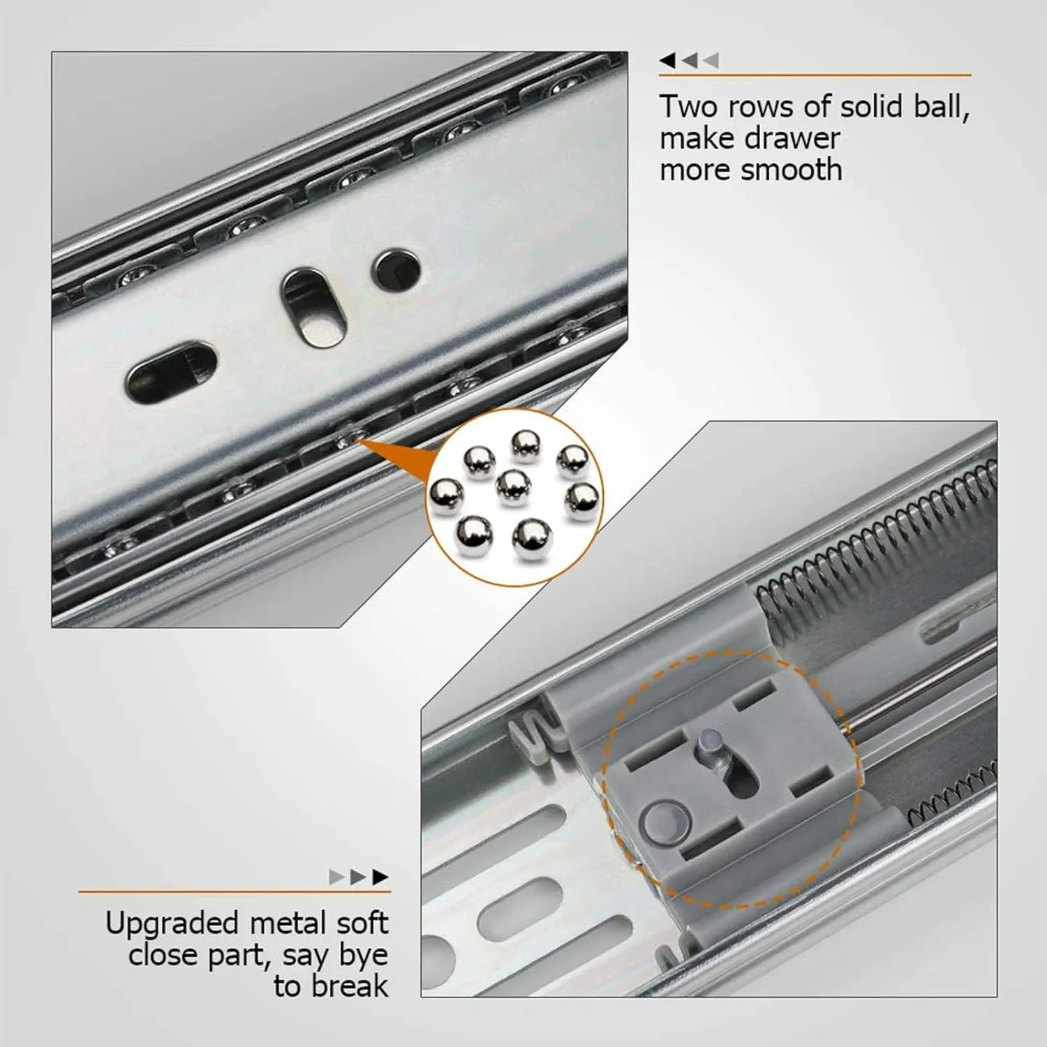 LONTAN 2 Pairs 18 Inch Soft Close Drawer Slides, 18 inch Heavy Duty Drawer Slides Full Extension Ball Bearing Side Mount Slides for Dresser, Kitchen 100lb Capacity Drawer Runners