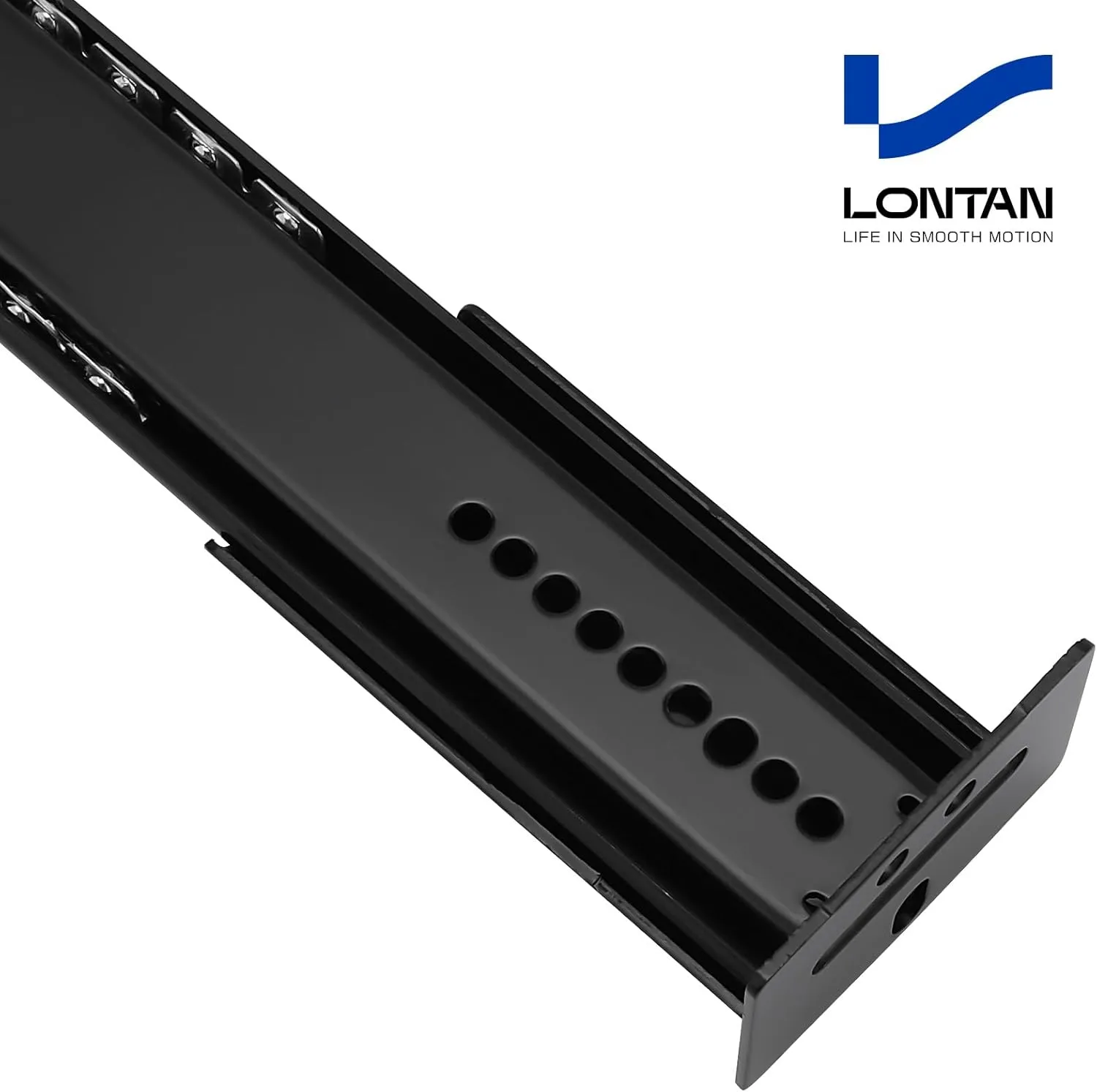 LONTAN 2 Pcs Black Center Mount Drawer Slides 16 Inch - Bottom Centered Drawer Mount 3/4 Extension Heavy Duty Drawer Glides for Cabinets, Dressers, and Furniture – Smooth and Quiet Operation