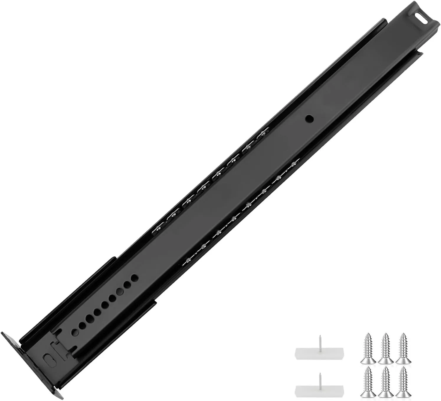 LONTAN 2 Pcs Black Center Mount Drawer Slides 16 Inch - Bottom Centered Drawer Mount 3/4 Extension Heavy Duty Drawer Glides for Cabinets, Dressers, and Furniture – Smooth and Quiet Operation