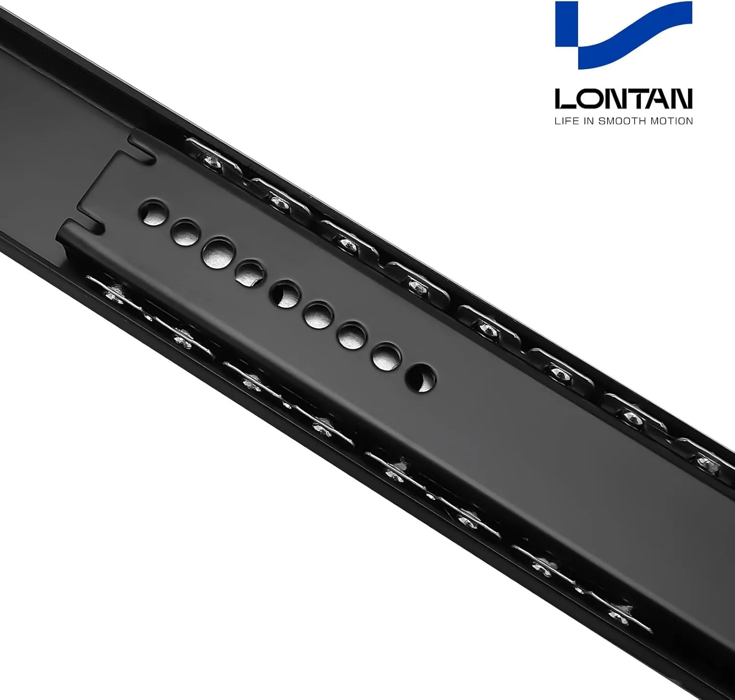 LONTAN 2 Pcs Black Center Mount Drawer Slides 16 Inch - Bottom Centered Drawer Mount 3/4 Extension Heavy Duty Drawer Glides for Cabinets, Dressers, and Furniture – Smooth and Quiet Operation