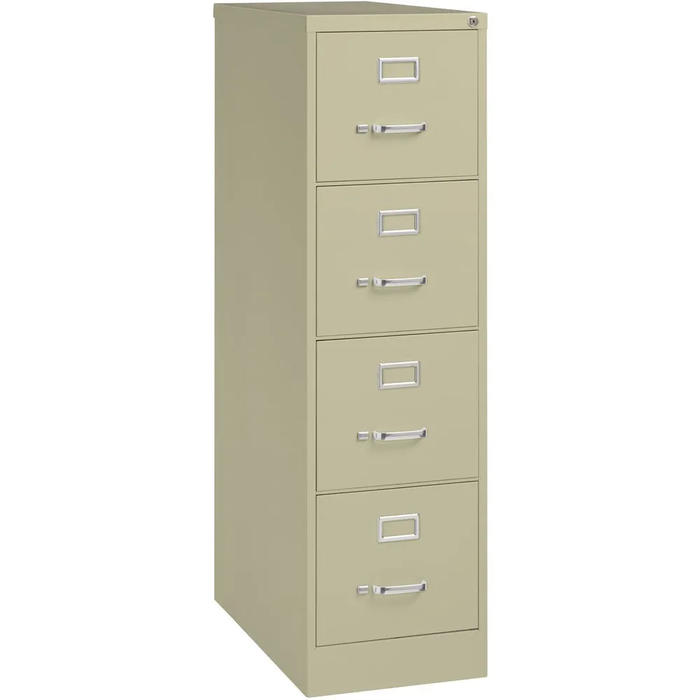 Lorell 4-Drawer Vertical File, w/ Lock, 15"x26-1/2"x52", Putty