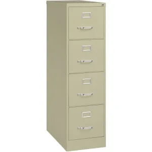 Lorell 4-Drawer Vertical File, w/ Lock, 15"x26-1/2"x52", Putty