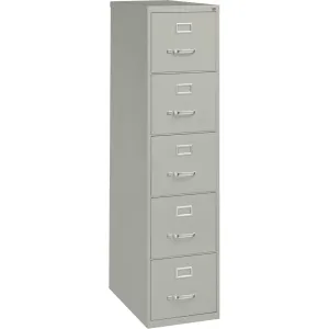 Lorell Vertical File, 5-Drawer, Ltr, 15"x26-1/2"x61-3/8", Lt Gray