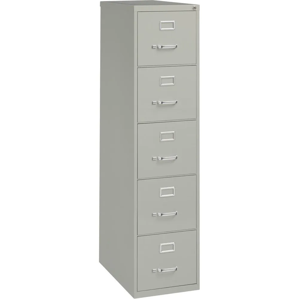 Lorell Vertical File, 5-Drawer, Ltr, 15"x26-1/2"x61-3/8", Lt Gray