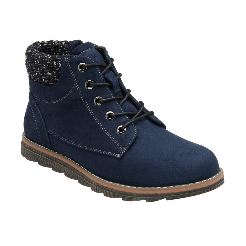 Lotus Drew Women's Lace / Zip Up Ankle Boot Navy