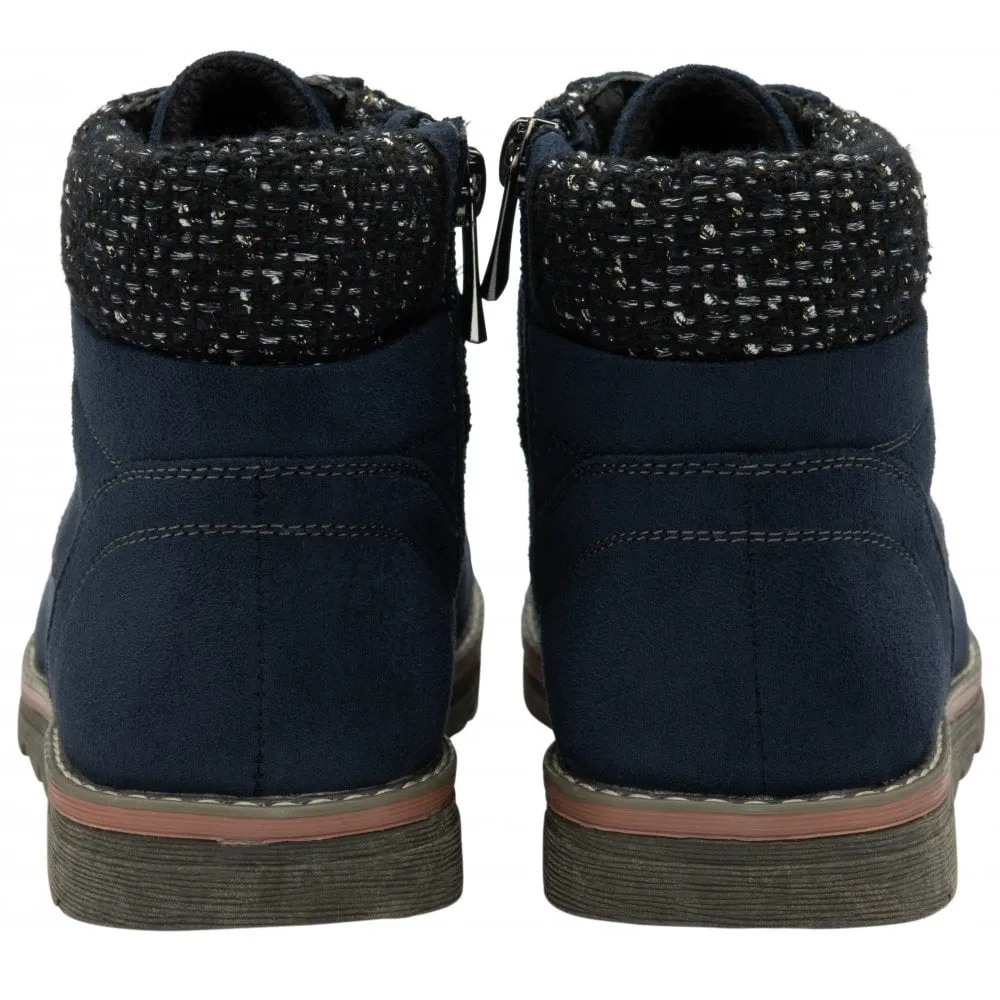 Lotus Drew Women's Lace / Zip Up Ankle Boot Navy